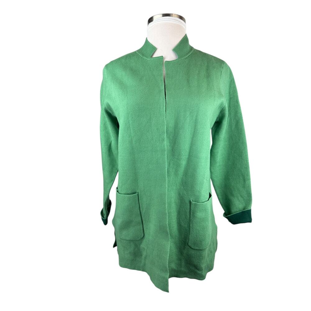 NWT J. Jill Majestic Open Front Cardi Sweater Cardigan Green MP Medium Petite - Picture 13 of 14